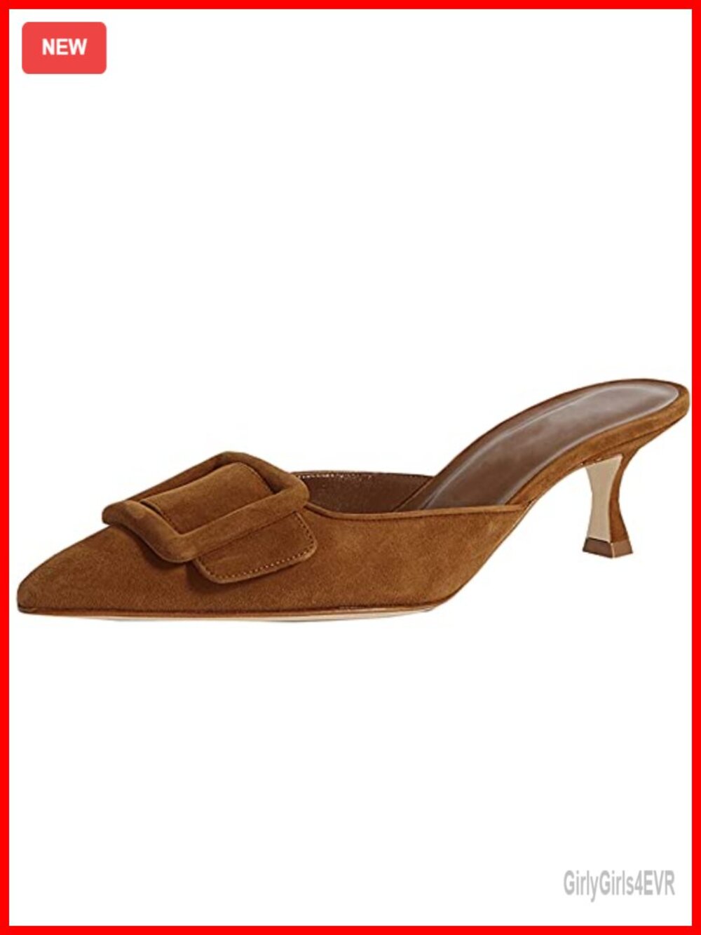 Heeled Mules Pointed Toe Slingback Kitten Heel Faux Suede Dress Sandals